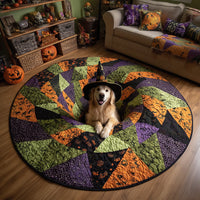 Halloween Golden Quilted Round Mat