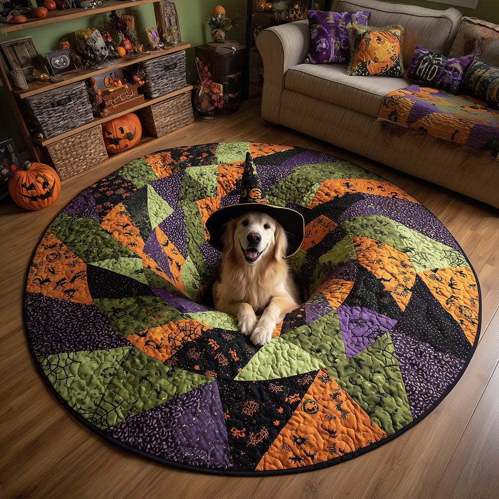 Halloween Golden Quilted Round Mat