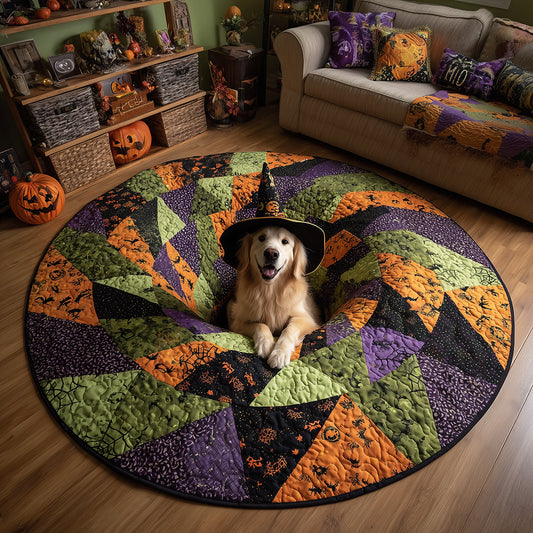 Halloween Golden Quilted Round Mat