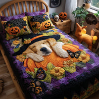 Halloween Golden Retriever Quilted Bedding Set