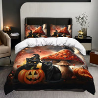 Halloween Bedding Set Black Cat Pumpkin