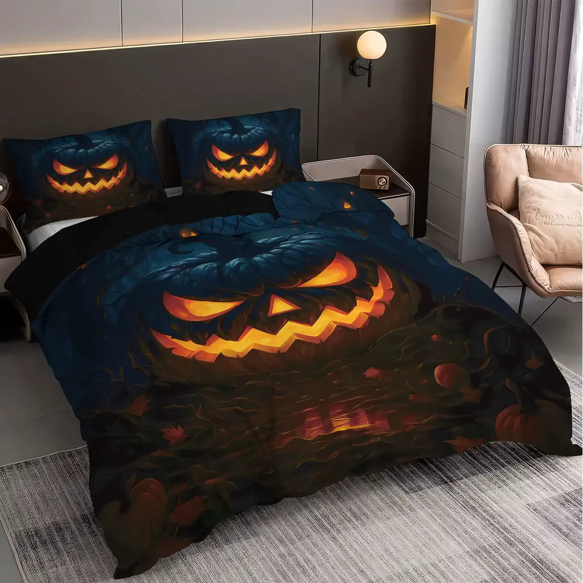 Evil Pumpkin Print Coreless Bedding