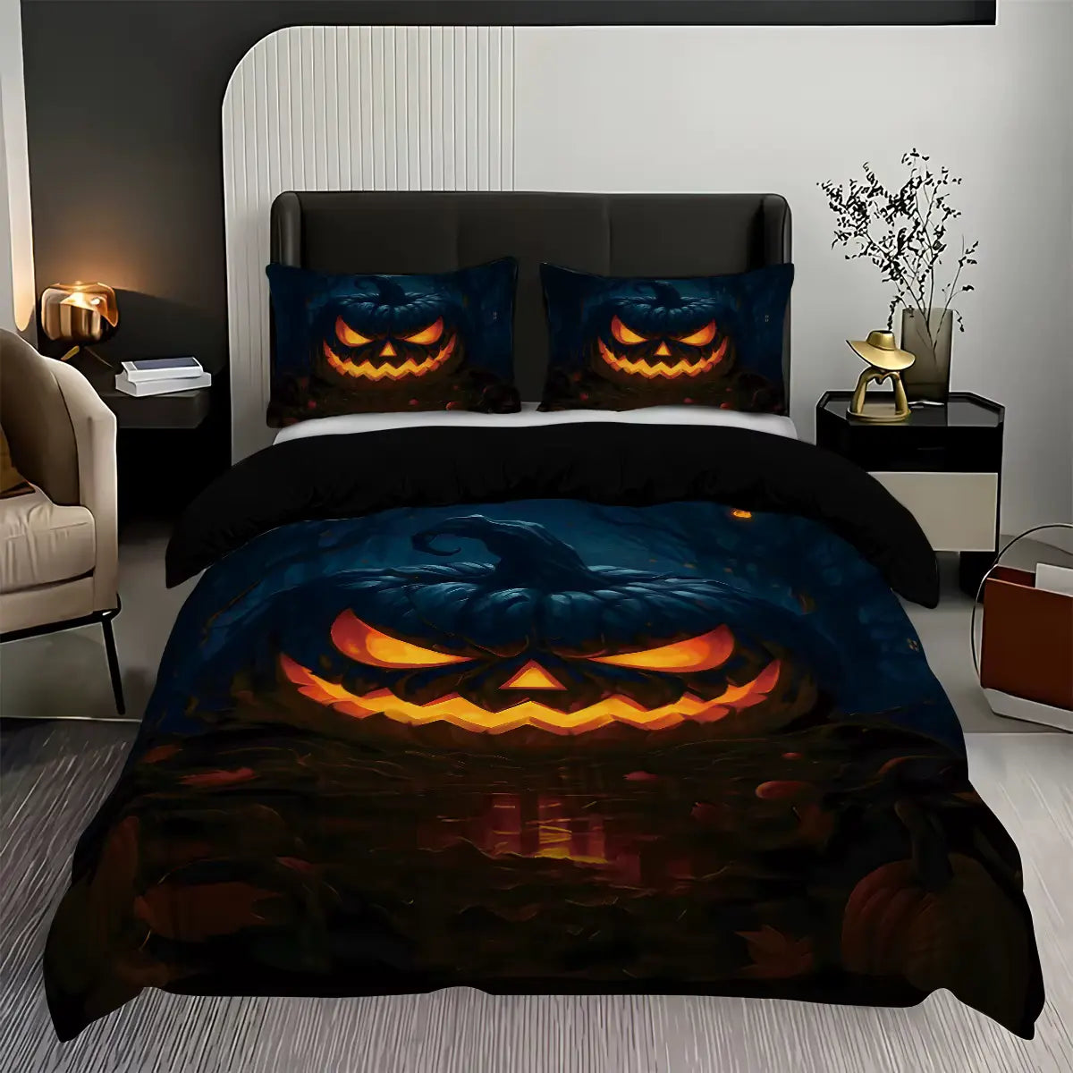 Evil Pumpkin Print Coreless Bedding