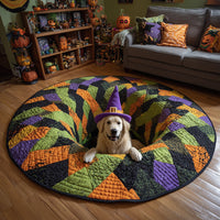 Spooky Golden Quilted Round Mat