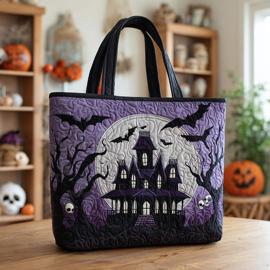 Spooky Moonlight Quilted Tote Bag