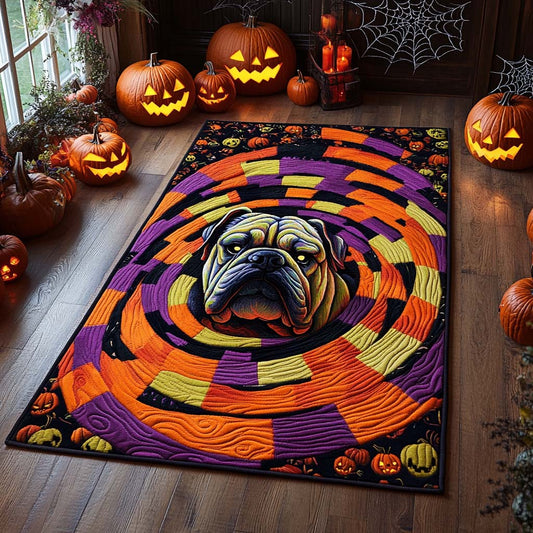 Spooky Spiral Bulldog Area Rug