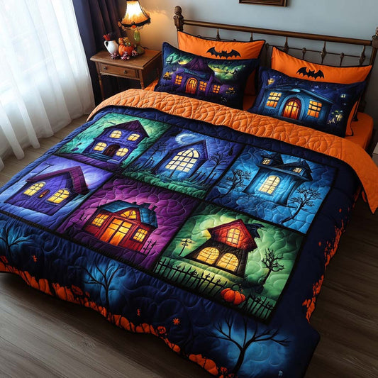 Spooky Village 3-Piece Quilted Bedding Set