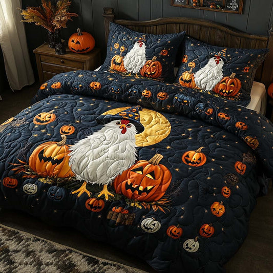 Halloween Roost Tales 3-Piece Quilted Bedding Set