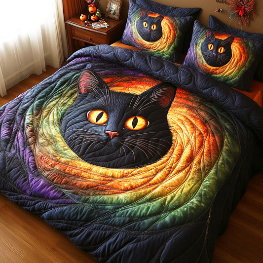 Haunted Cat 3-Piece Quilted Bedding Set