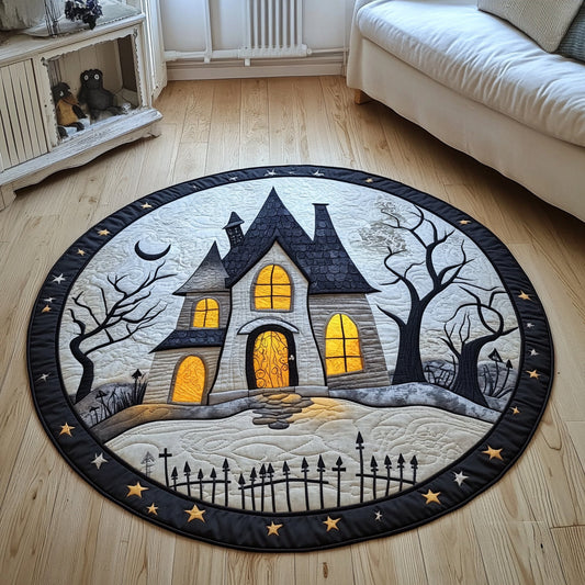 Mysterious Halloween Night Quilted Round Mat