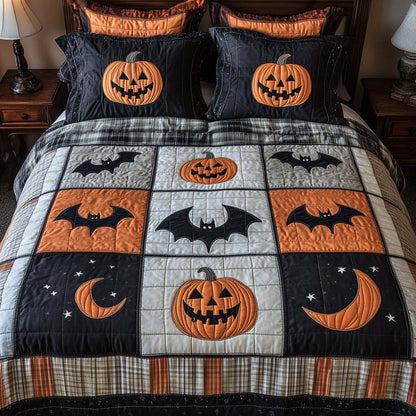 Spooky Bats 3-Piece Quilted Bedding Set