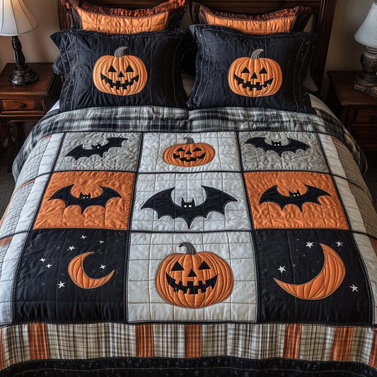 Spooky Bats 3-Piece Quilted Bedding Set
