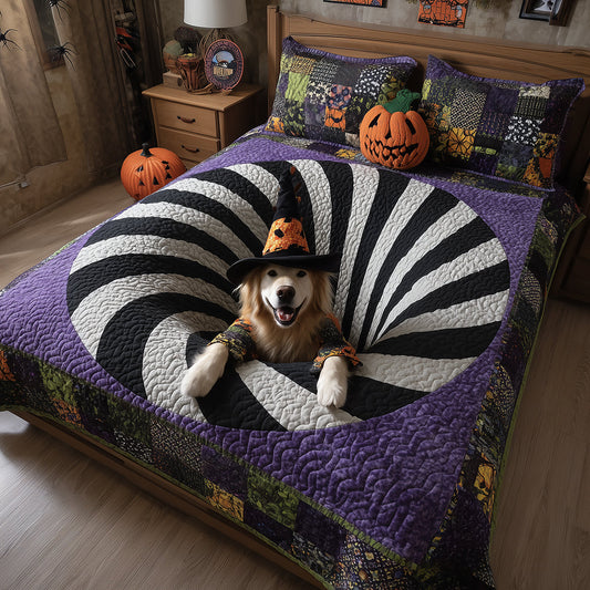Spooky Golden Retriever Quilted Bedding Set